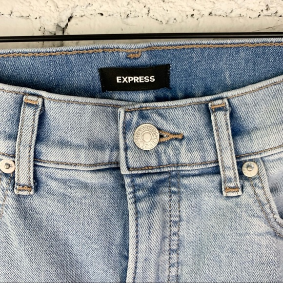 Express Flare High Rise Light Wash Metallic Embroidered Jeans 6 - Picture 4 of 11